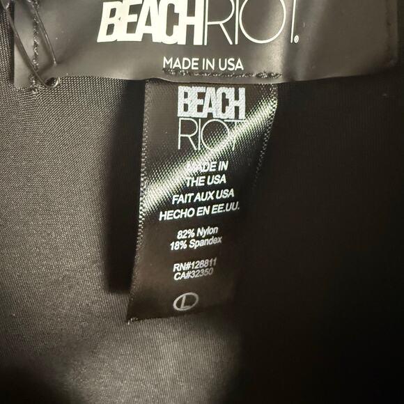 Beach Riot Leslie Black Cut Out Gold Metallic Trim One Piece Swimsuit Size Large - Picture 9 of 10